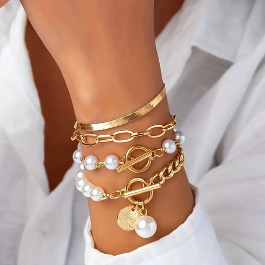 Premium Gelaagde Parel Armband Set