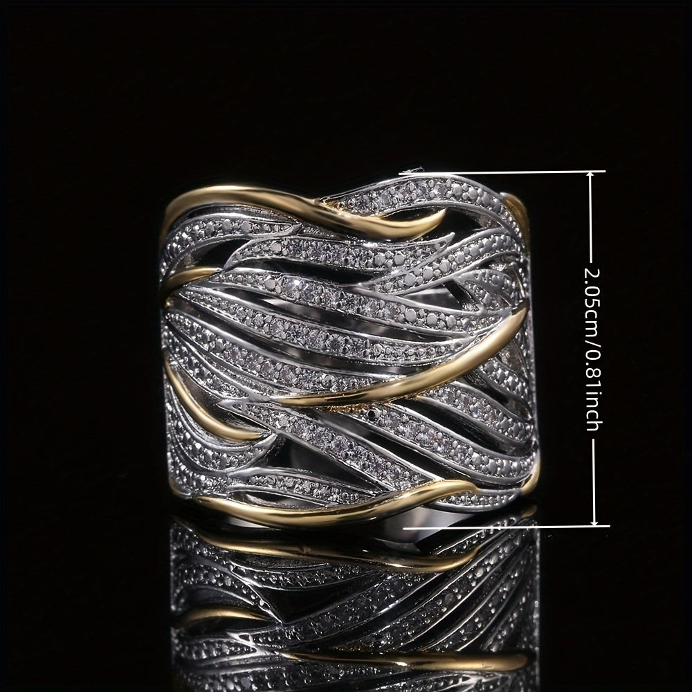 Zilveren en Gouden Geweven Band Ring