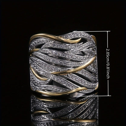 Zilveren en Gouden Geweven Band Ring