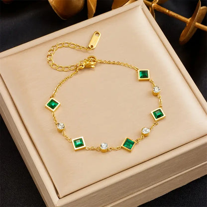 Gouden Smaragden Station Armband