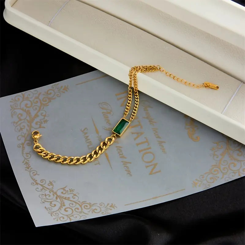 Gouden Smaragden Bar Schakelarmband