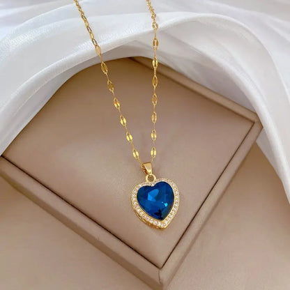 Gouden Saffieren Hart Ketting
