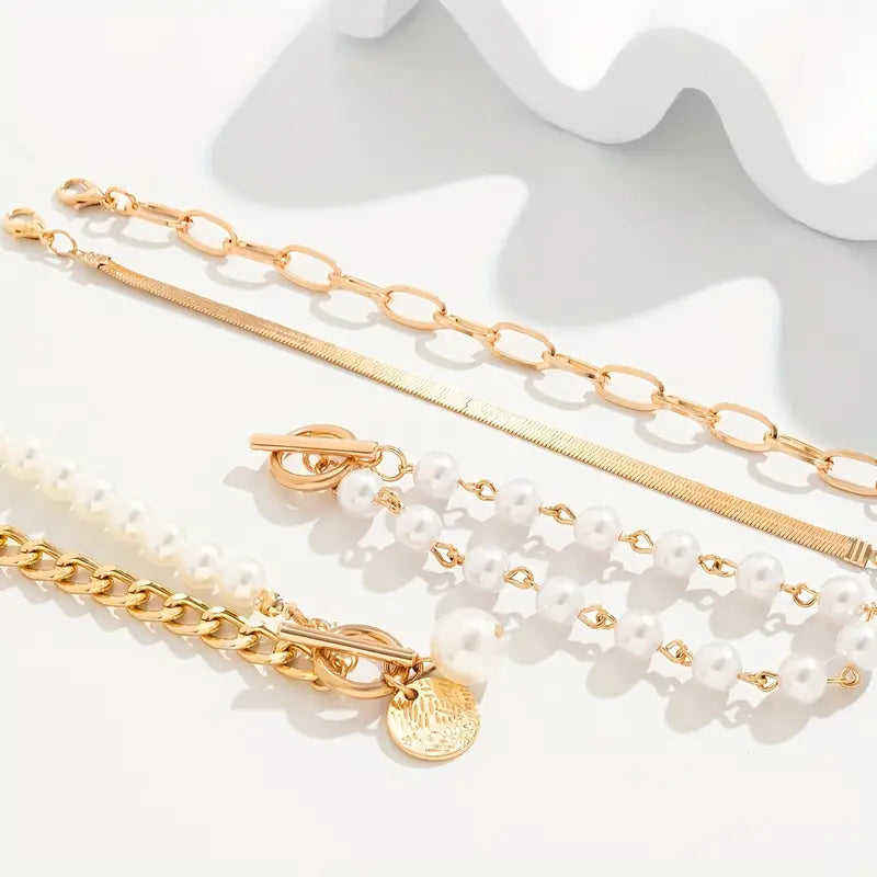 Premium Gelaagde Parel Armband Set