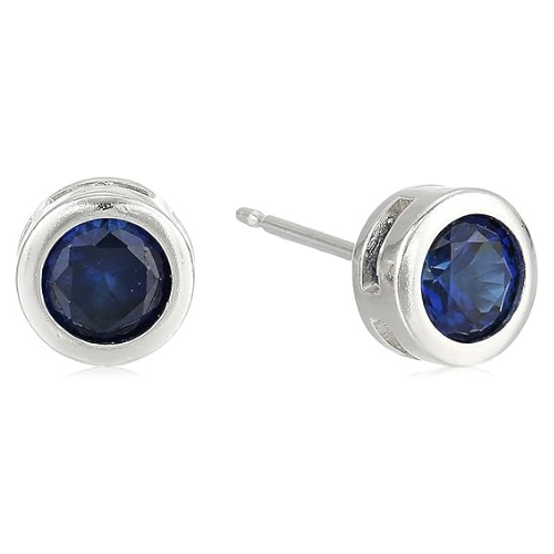 Saffieren Bezel Stud Oorbellen | Witgoud