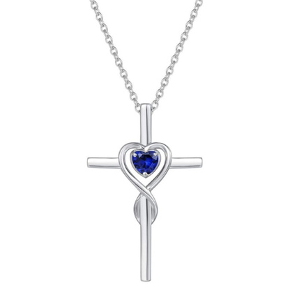 Saffieren Hart Steen Kruis Ketting | Witgoud
