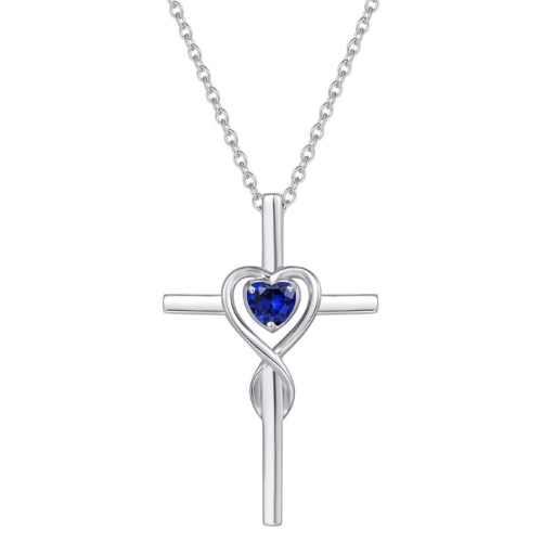 Saffieren Hart Steen Kruis Ketting | Witgoud