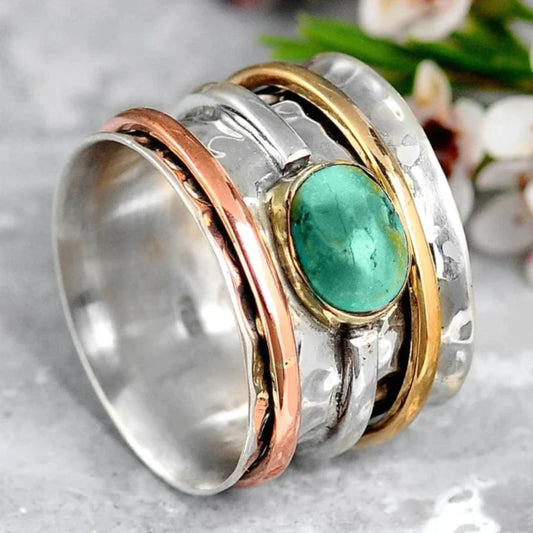 Zilveren Gouden en Rosé Goud Bezel Accent Ring