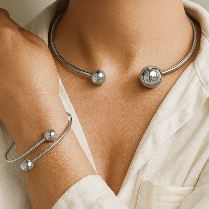 Minimalistische Glow Collar & Cuff Armband Set | Goud