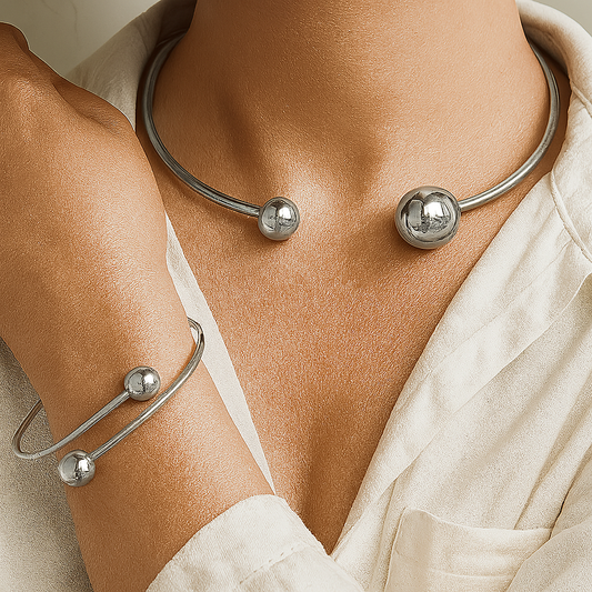 Minimalistische Glow Collar & Cuff Armband Set | Goud