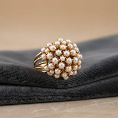 Elegante Ingelegde Parel Gouden Ring