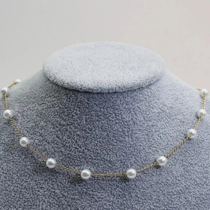 Gouden Spaced Parel Schakelketting