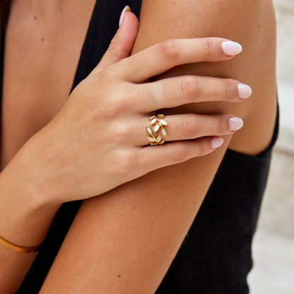 Gouden Leaf Motif Ring