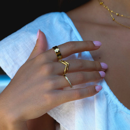 Gouden Kristallen Klaver Ring