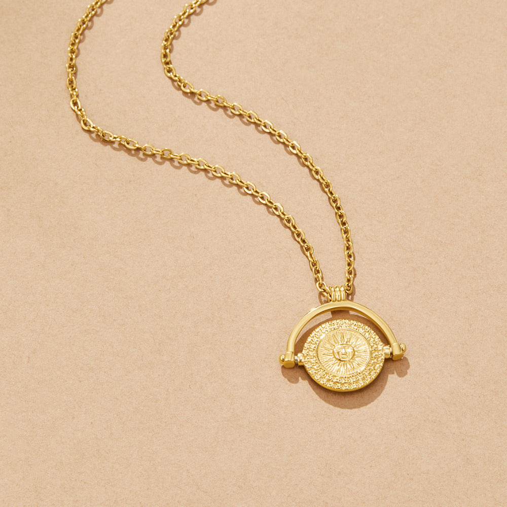 Gouden Zonne Munt Ketting
