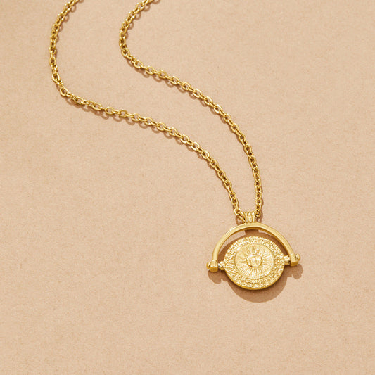 Gouden Zonne Munt Ketting