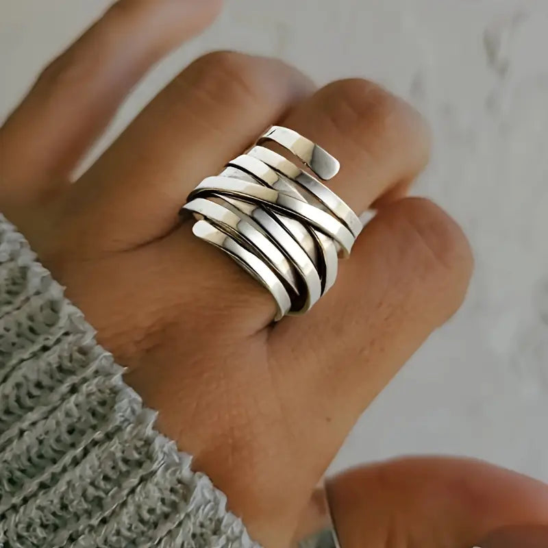 Zilveren Multi Band Wikkel Ring