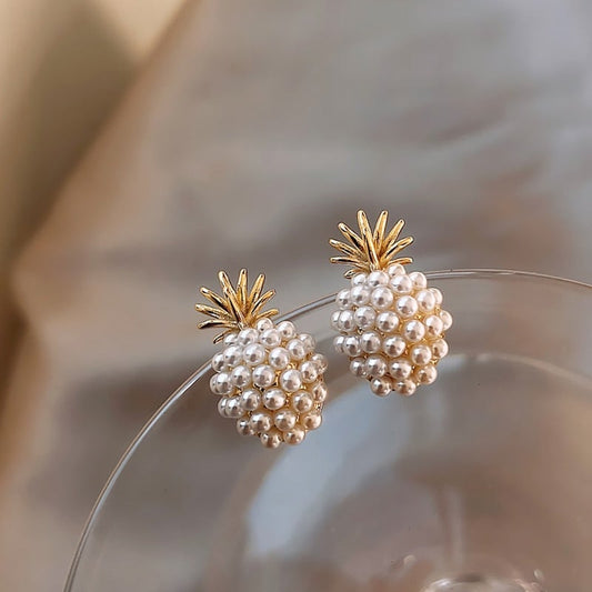 Gouden Cluster Parel Stud Oorbellen