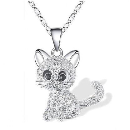 Zilveren Baby Katjes en Gekleurde Zirkonia Ketting