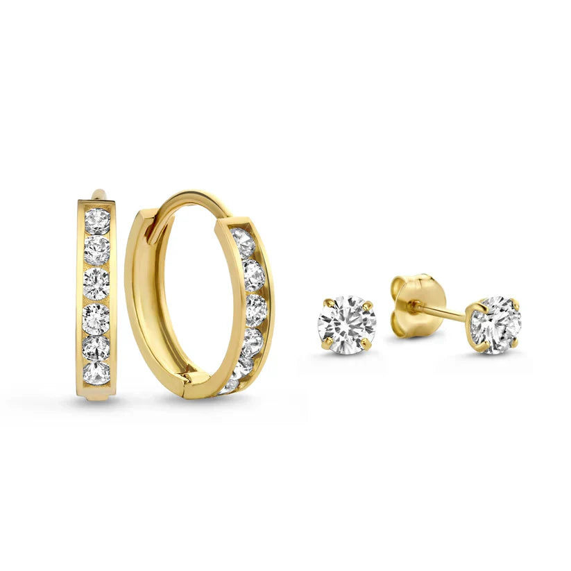 Dara Brillane Steen Oorbellen Set | Goud