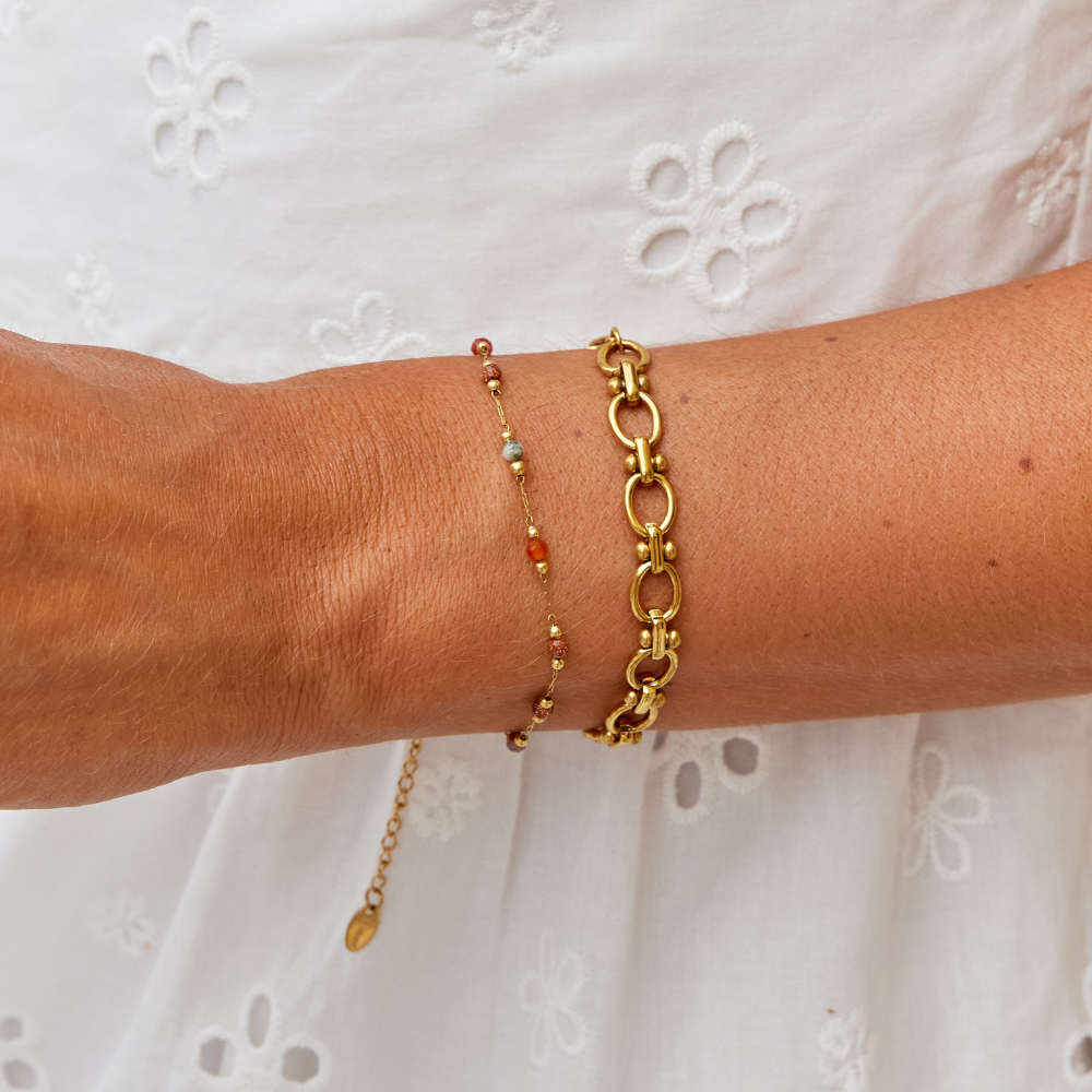 Lulu Geknoopte Steentjes Armband