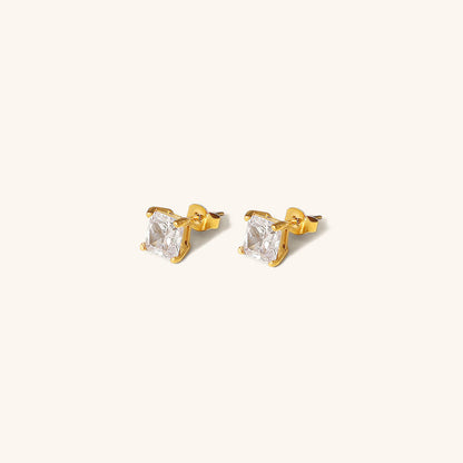 March Solitaire Gouden Oorbellen