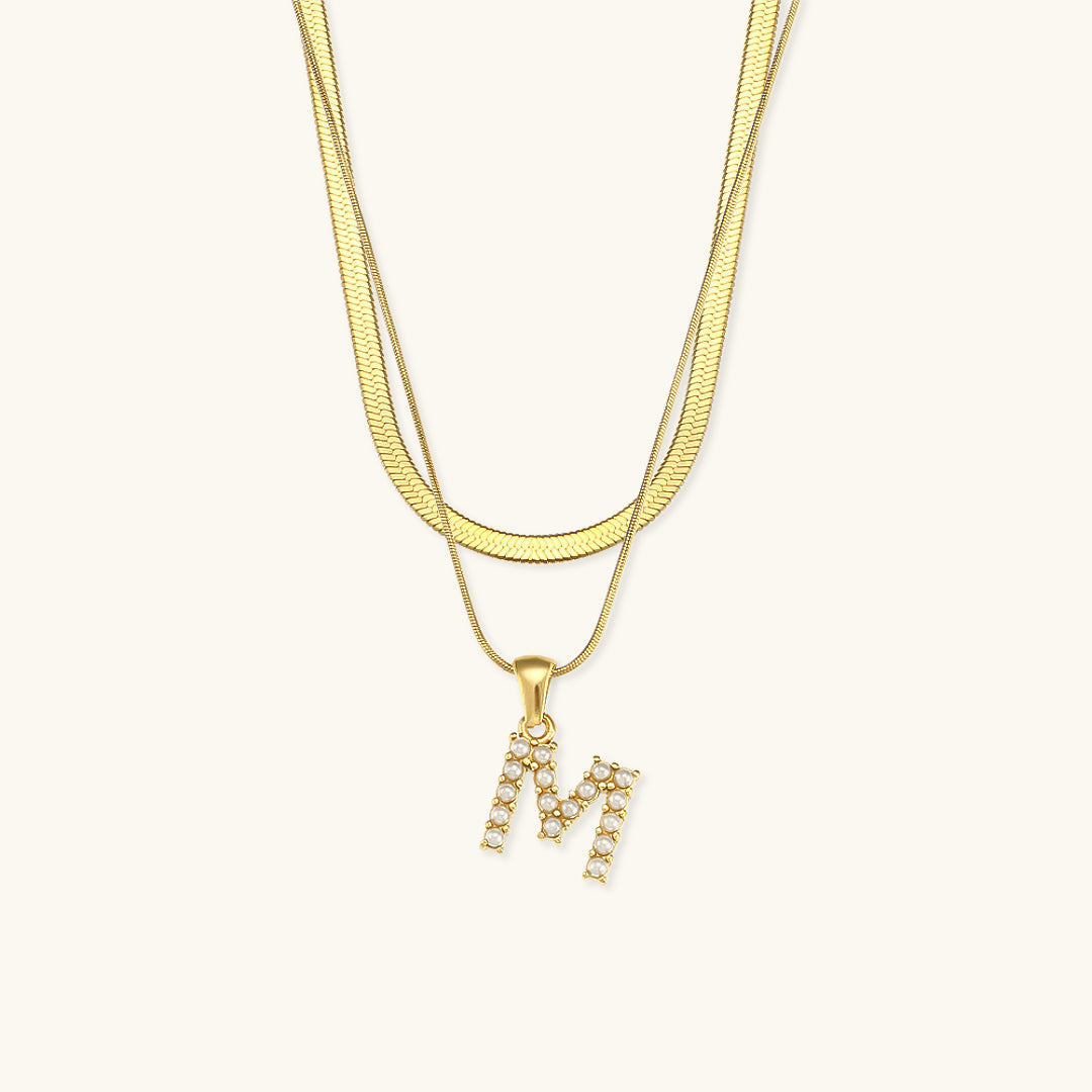 Fiona Gelaagde Gouden Initiaal Letter Ketting
