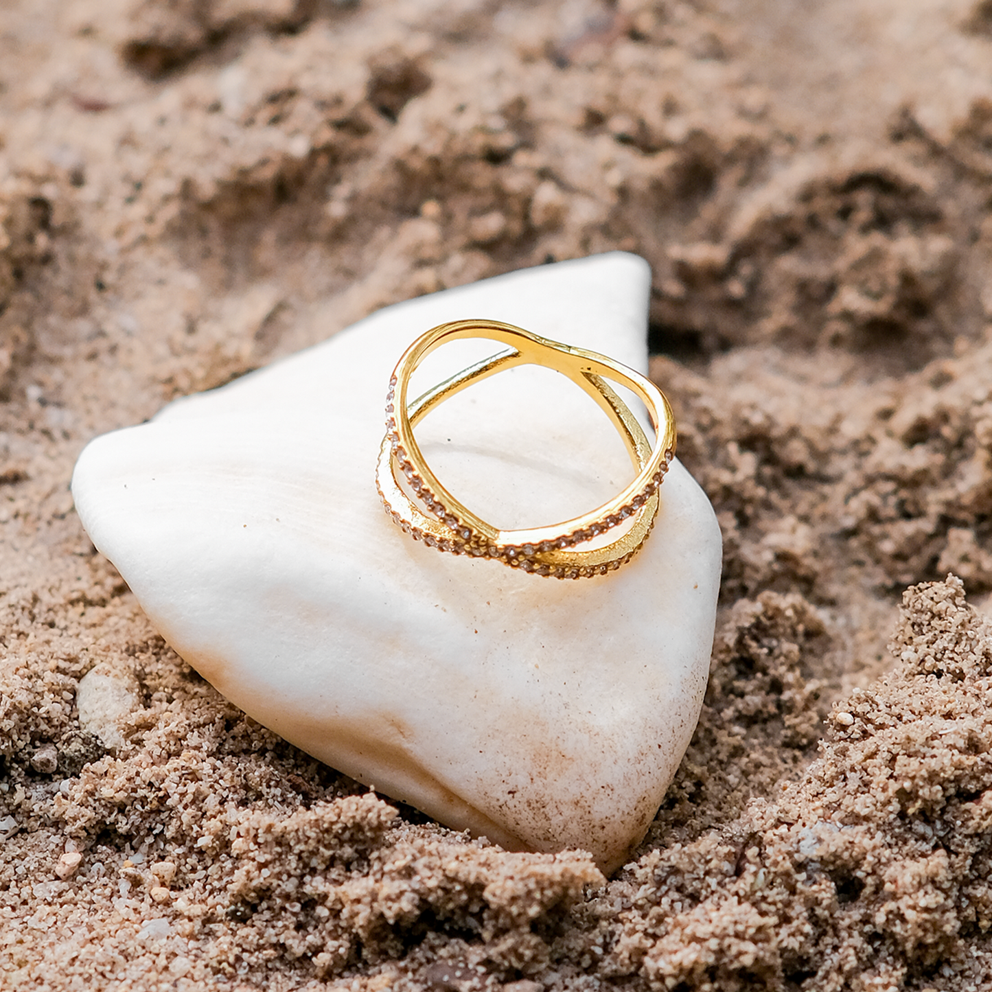 Nia Gouden Diamanten Kruis Ring