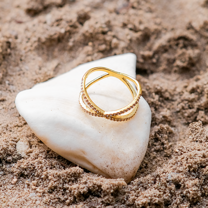 Nia Gouden Diamanten Kruis Ring