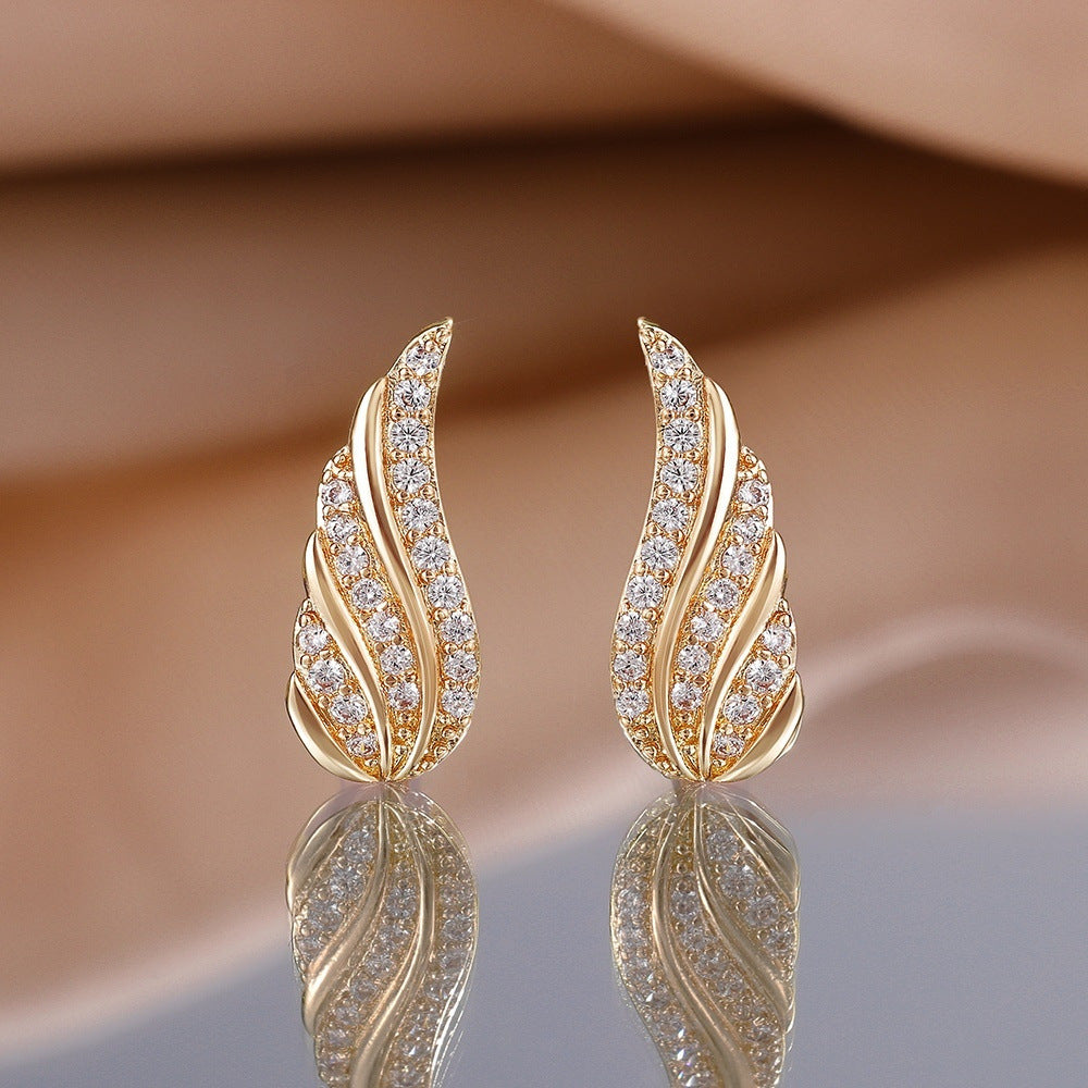 Moderne Leaf Pavé Oorbellen | Goud