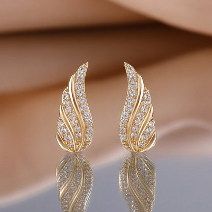 Moderne Leaf Pavé Oorbellen | Goud