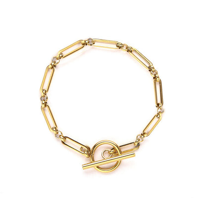 Schakel T-Bar Armband | Goud
