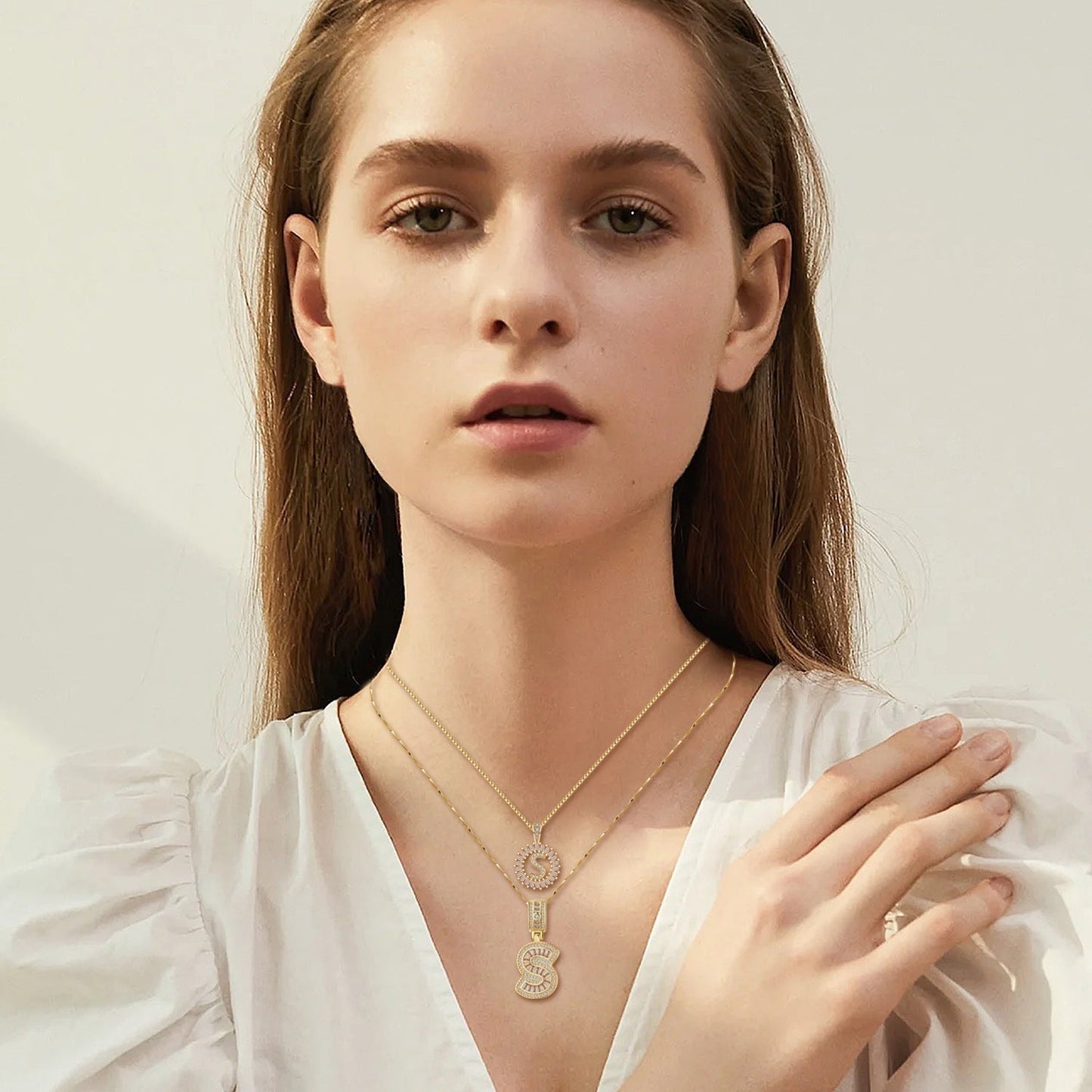 Pavé letter Initiaal Ketting set | Goud