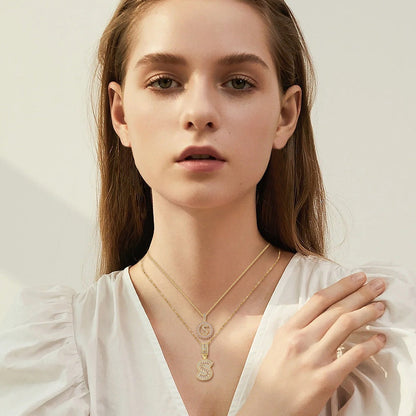 Pavé letter Initiaal Ketting set | Goud