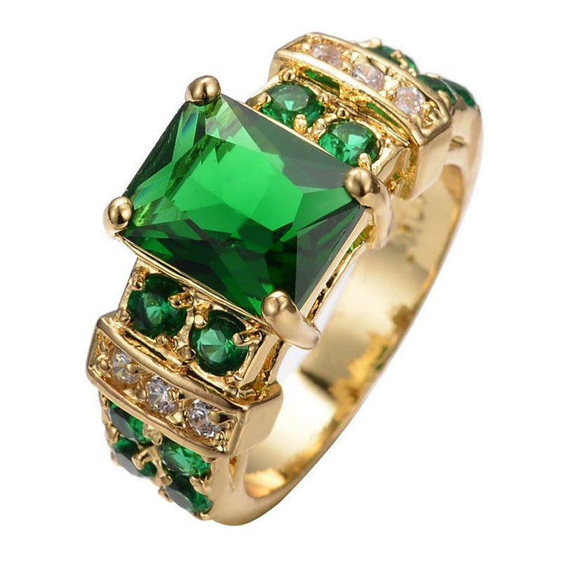 Gouden Smaragden Geometrische Ring