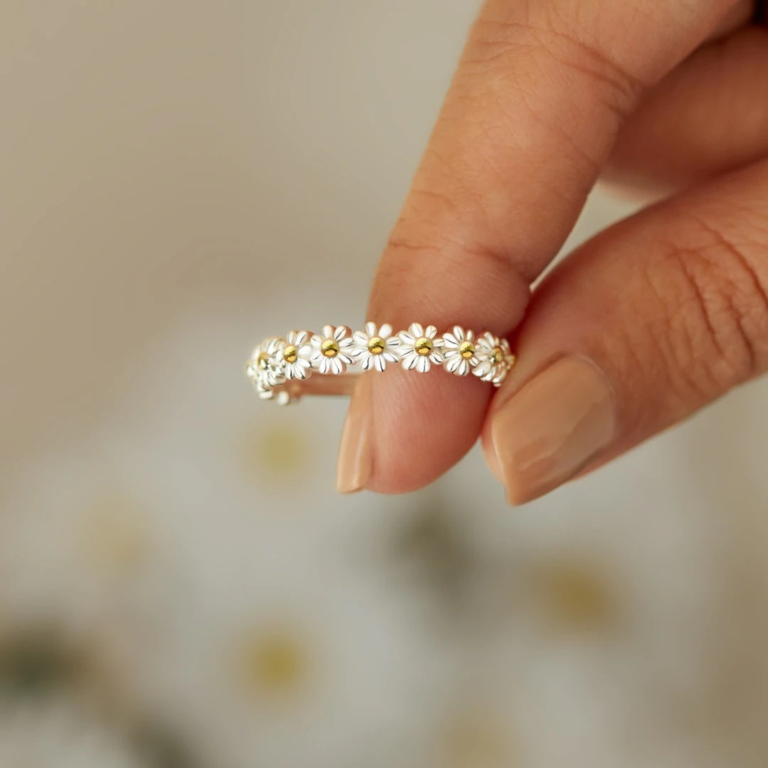 Zilveren Bloemen Ring