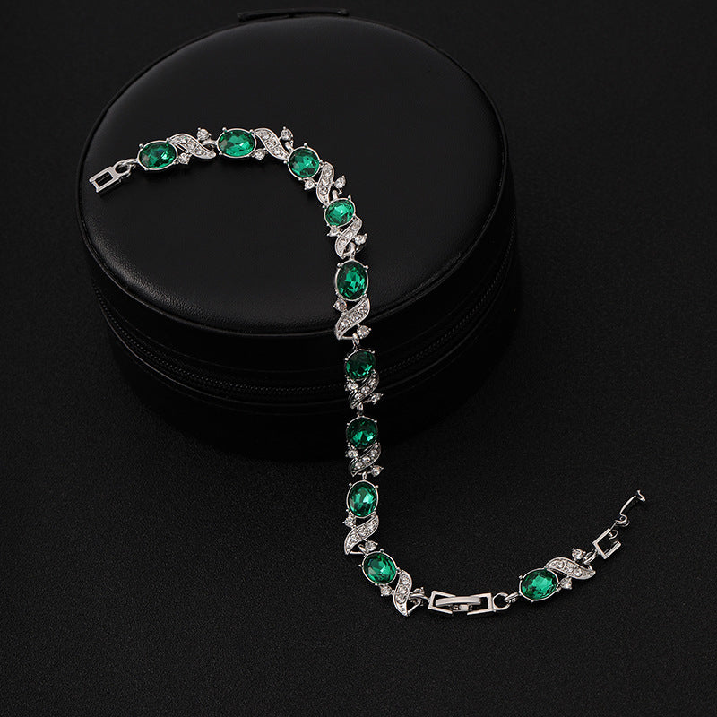 Zilveren Smaragden Vintage Schakel Armband