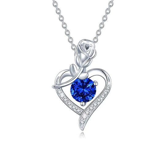 Saffieren Rosé Hart Ketting | Witgoud