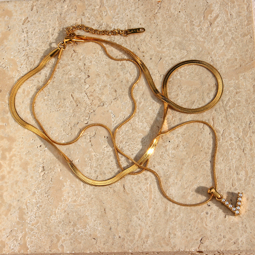 Fiona Gelaagde Gouden Initiaal Letter Ketting
