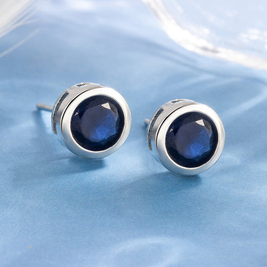 Saffieren Bezel Stud Oorbellen | Witgoud