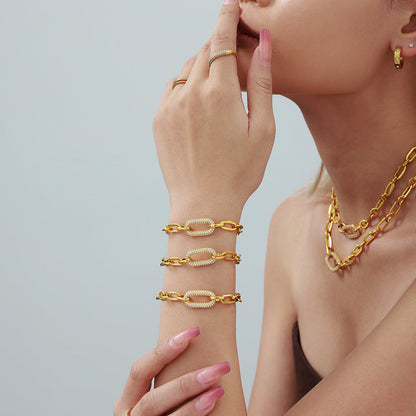 Paved Chunky Ketting Schakel Sieraad Set | Goud