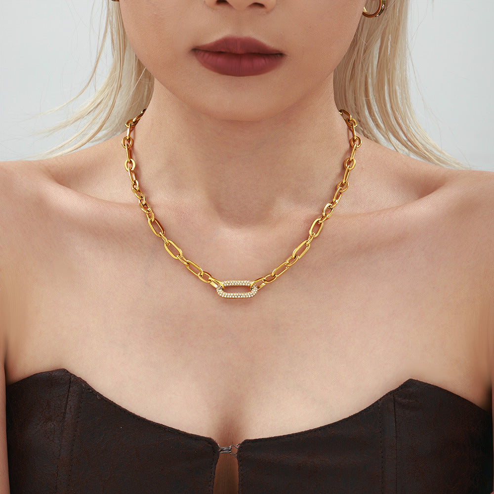 Paved Chunky Ketting Schakel Sieraad Set | Goud
