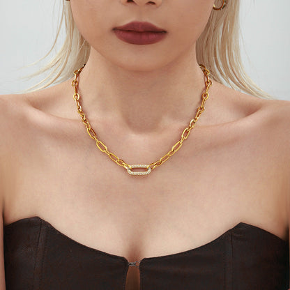 Paved Chunky Ketting Schakel Sieraad Set | Goud