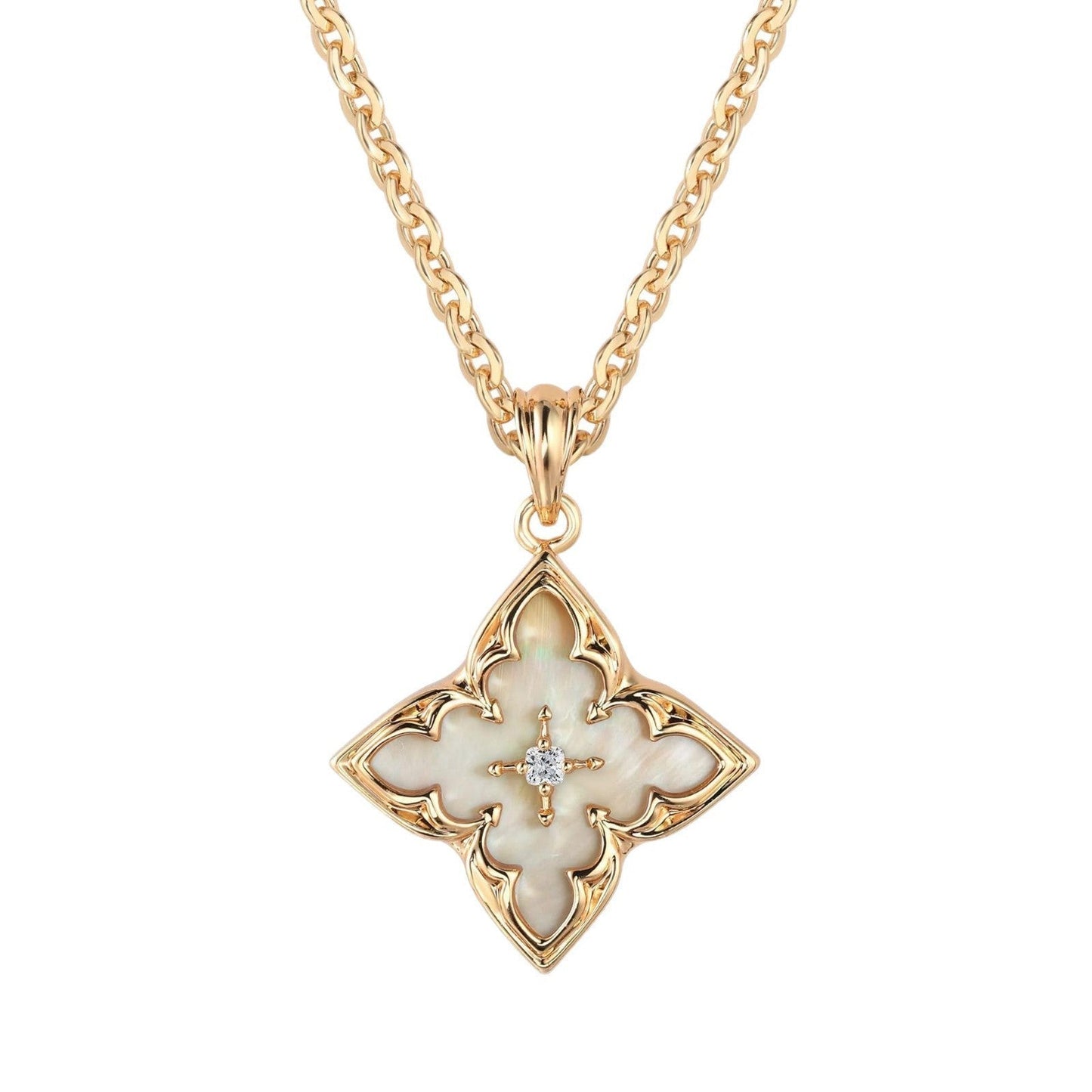 Witte Clover Hanger Ketting | Goud