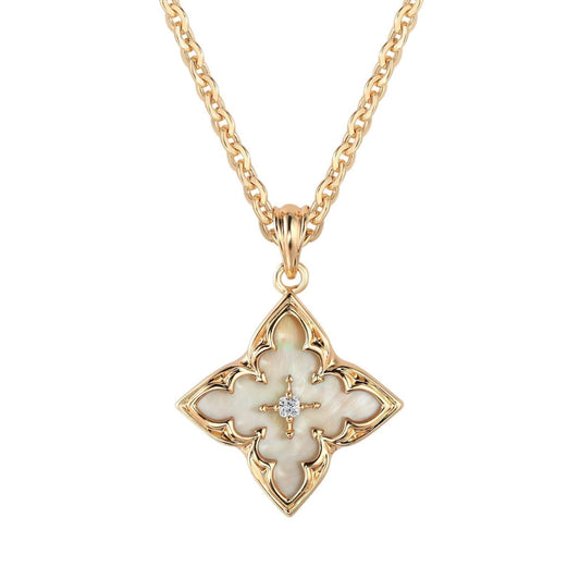 Witte Clover Hanger Ketting | Goud
