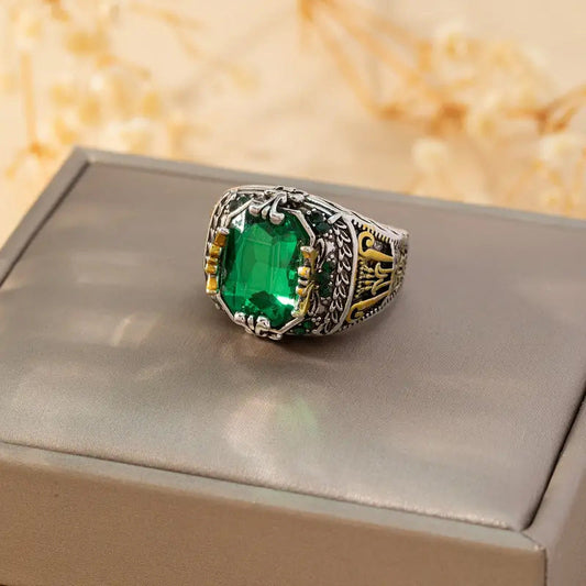 Zilveren Smaragden Vintage Ring