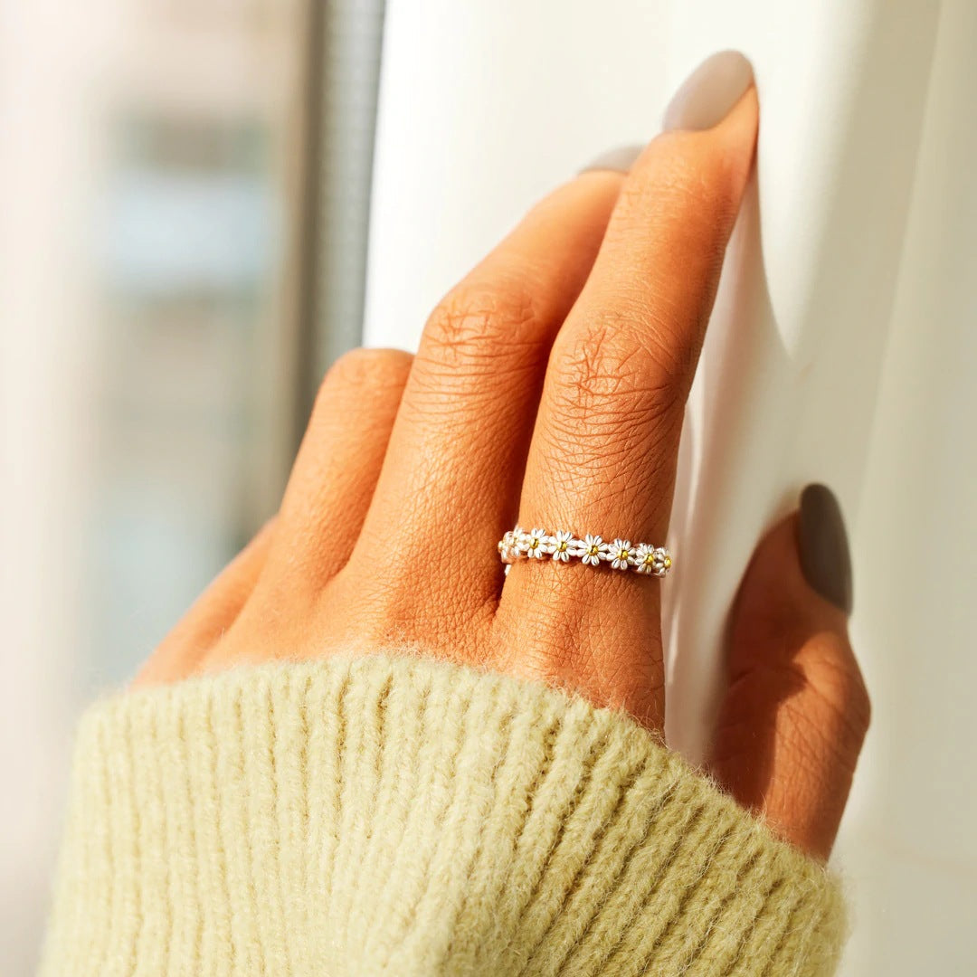 Zilveren Bloemen Ring