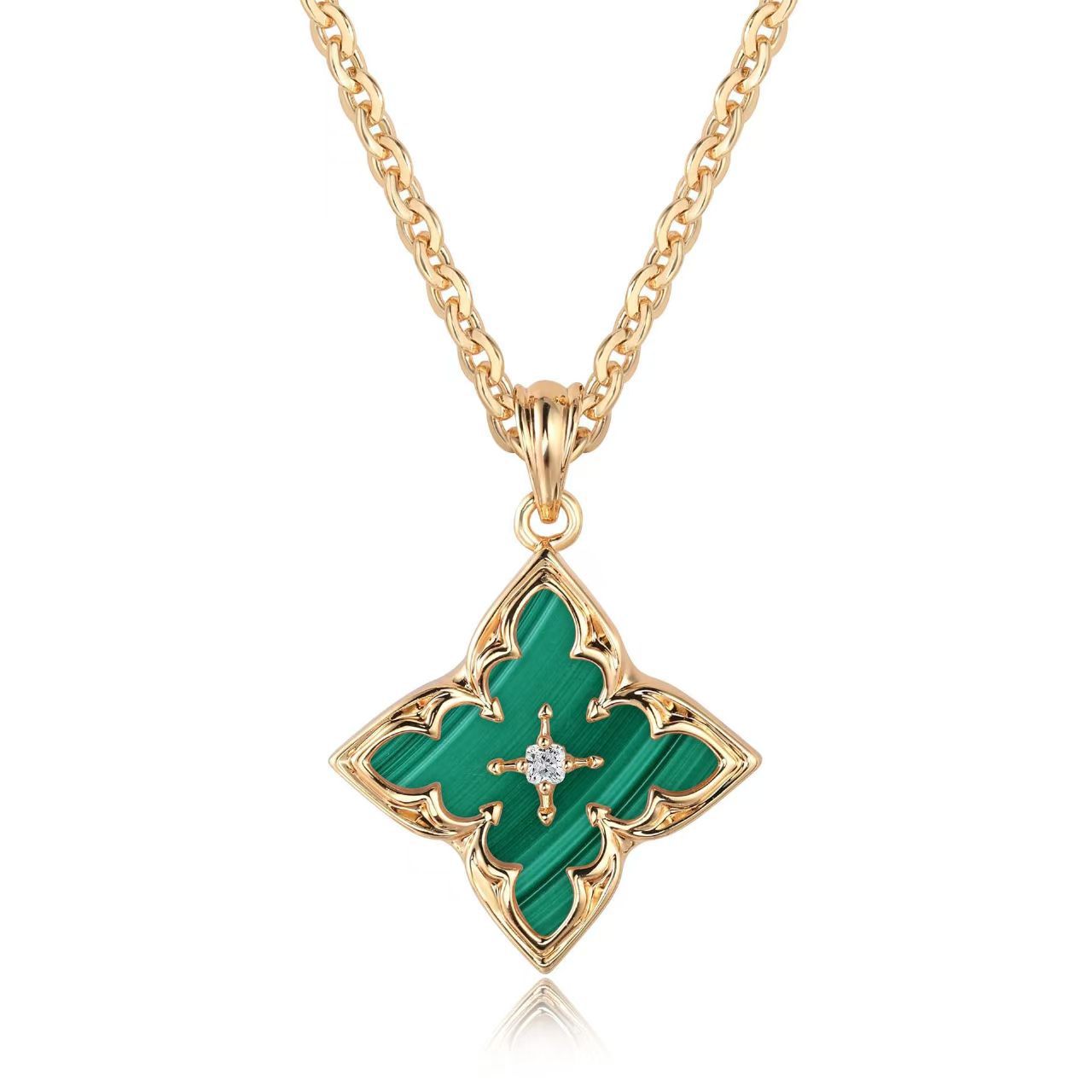Bruine Clover Hanger Ketting | Goud