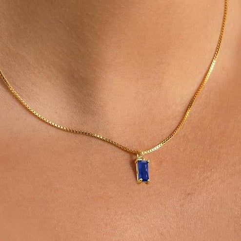 Minimalistische Saffieren Hanger Ketting | Witgoud