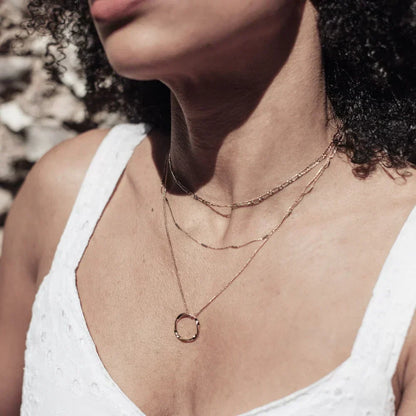 Open Circle Three Row Ketting | Goud