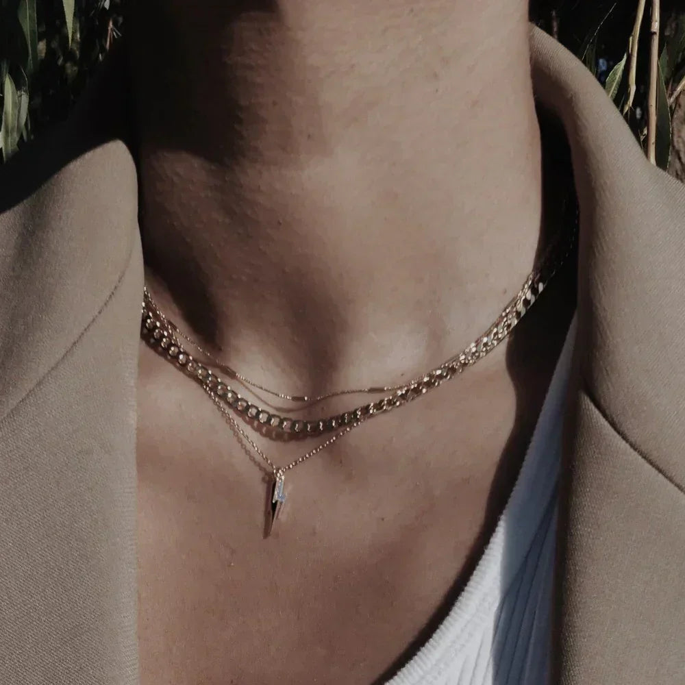 Flat Schakel Curb Schakelketting | Goud